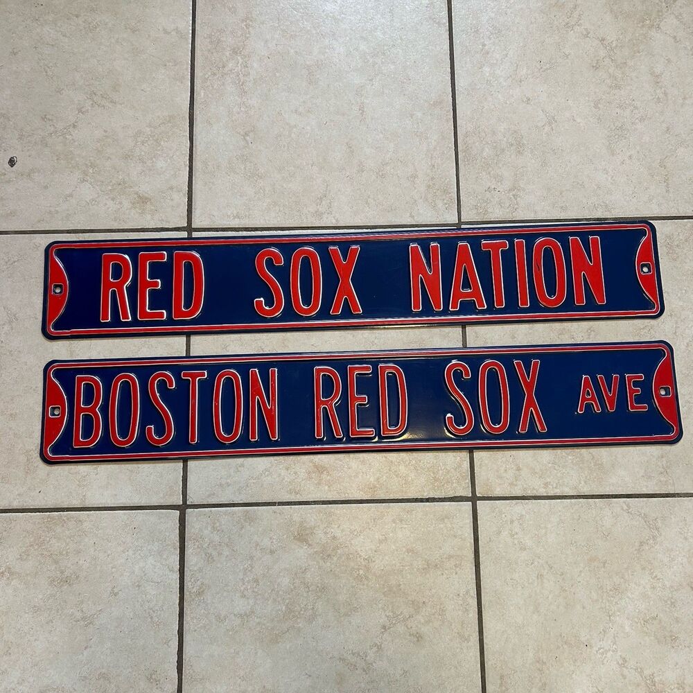 Lot Of 2 Boston Red Sox Metal Street Sign 36" Pair Heavy Duty Man Cave Decor